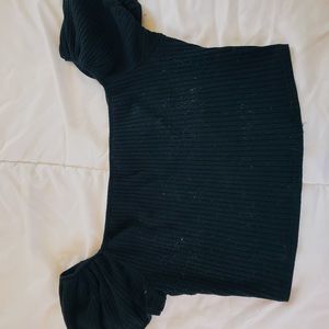 puff shoulder crop top